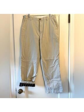 L.L. Bean tan khaki chino pant with plaid flannel lining 35.32 Comfort Fit